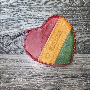 NWOT Handmade Leather Heart One Love Coin and Card Holder Pouch